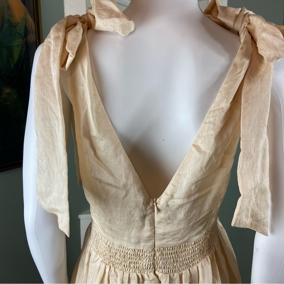 New NWT Mable Belle Cream Mini Dress Large L Deep V sundress - Picture 9 of 13